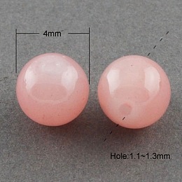 Honeyhandy Pink Color Spray Painted Round Imitation Jade Glass Beads Strands, 4mm, Hole: 1.1~1.3mm, about 200pcs/strand, 31.4 inch