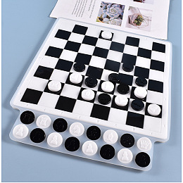 Honeyhandy Chess Pieces & Chessboard Silicone Molds, For DIY UV Resin, Epoxy Resin Children and Adults, Chessboard Grid Crafts, White, 330x275x23x8.5mm, Inner Size: 258x258mm