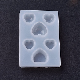 Honeyhandy Silicone Molds, Resin Casting Molds, For UV Resin, Epoxy Resin Jewelry Making, Heart, White, 64x43x7mm, Inner Size: 11~15x10~16mm