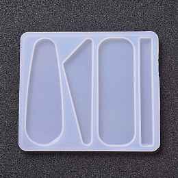 Honeyhandy DIY Silicone Hair Clip Molds, Resin Casting Molds, for UV Resin, Epoxy Resin Jewelry Making, Teardrop & Triangle & Column & Rectangle, White, 78x90x3.5mm, Inner Diameter: 70~71x7.5~23mm