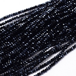 ARRICRAFT Faceted Rondelle Half Rainbow Plated Electroplate Glass Beads Strands, Black, 2.8~3x2mm, Hole: 0.8mm, about 200pcs/strand, 15.1 inches