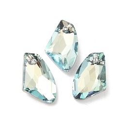 Honeyhandy Electroplated Glass Pendants, Back Plated, Faceted, Polygon, Light Blue, 19x11x5mm, Hole: 1.2mm