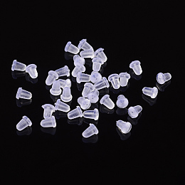 Honeyhandy Plastic Ear Nuts, Earring Backs, Clutch Stopper for Stud Earrings, Clear, 6x5x4mm, Hole: 0.5mm