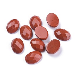 Honeyhandy Natural Red Jasper Cabochons, Faceted, Oval, 18x13x6mm