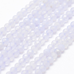 Honeyhandy Natural Blue Lace Agate Beads Strands, Faceted, Round, 2mm, Hole: 0.5mm, about 175pcs/strand, 14.9 inch(38cm)