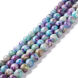 Natural Calcite Beads  Strands, Round, Purple, 6mm, Hole: 1mm, about 65~66pcs/strand, 15.94 inch(40.5cm)