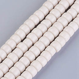 Arricraft Opaque Solid Color Glass Beads Strands, Column, Seashell Color, 8x5~6mm, Hole: 1.5mm, about 69pcs/strand, 15.1 inches~15.3 inches(38.5~39cm)