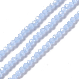 Faceted Glass Beads Strands, Round, Cornflower Blue, 4mm, Hole: 1mm, about 99~107pcs/strand, 14.09~15.43''(35.8~39.2cm)