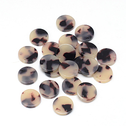 Honeyhandy Cellulose Acetate(Resin) Pendants, Flat Round, Antique White, 13.5~14x13.5~14x2.5mm, Hole: 1.5mm