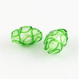 Honeyhandy Handmade Lampwork Beads, Oval, Lime Green, 16x11mm, Hole: 1.4~1.6mm