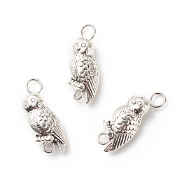 Honeyhandy Tibetan Style Alloy Connector Charms, with 304 Stainless Steel, Owl, Antique Silver, 19.5x7x5mm, Hole: 3mm