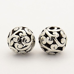 Honeyhandy Alloy Filigree Beads, Filigree Ball, Round, Antique Silver, 10mm, Hole: 2mm