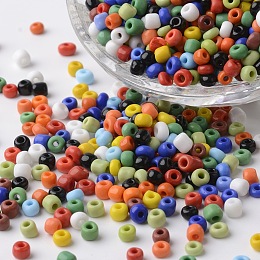 Honeyhandy 6/0 Opaque Colors Round Glass Seed Beads, Mixed Color, 3x2.5mm, Hole: 1mm, about 722pcs/50g