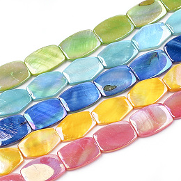 ARRICRAFT AB Color Freshwater Shell Bead Strands, Dyed, Rectangle, Mixed Color, 21x15x3~4mm, Hole: 1mm, about 19pcs/strand, 15.3 inches