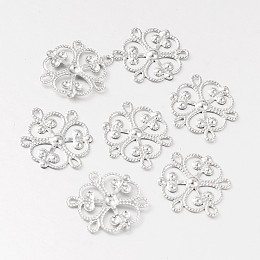 Honeyhandy Flower 316 Surgical Stainless Steel Filigree Joiners, Chandelier Components, Stainless Steel Color, 19x17x1mm, Hole: 2x1mm