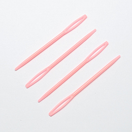 Honeyhandy Child Plastic Knit Needles Sewing Knitting Cross Stitch, Hot Pink, 71x4x2mm, Hole: 17x1.5mm