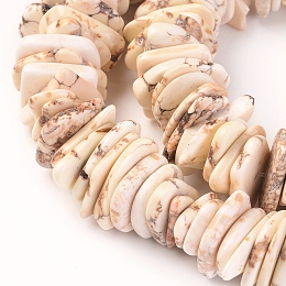 Honeyhandy Natural Magnesite Chip Beads, Dyed, Nuggets, Beige, 10~36x9~24x1~4mm, Hole: 0.6mm