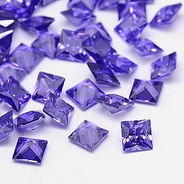 ARRICRAFT Cubic Zirconia Cabochons, Grade A, Faceted, Square, Mauve, 7x7x4mm