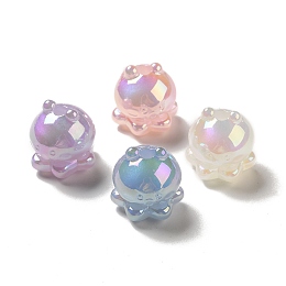 Honeyhandy Luminous Acrylic Beads, AB Color Plated, Glitter, Octopus, Mixed Color, 17.3x16.1mm, Hole: 3.5mm