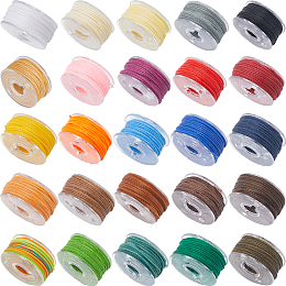 SUNNYCLUE 1 Box 25 Colors Round Waxed Polyester Thread String, Micro Macrame Cord, Twisted Cord, for Leather Sewing Stitching, Mixed Color, 0.65mm, 1 roll/color, 25 rolls/box