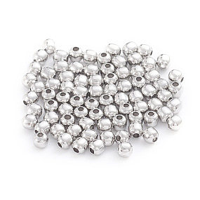 Honeyhandy 304 Stainless Steel Beads, Hollow Round, Stainless Steel Color, 2x2mm, Hole: 0.8mm, about 500pcs/bag