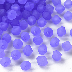 Frosted Acrylic Beads, Faceted, Cone, Lilac, 6x5.5mm, Hole: 1.5mm, about 677pcs/50g