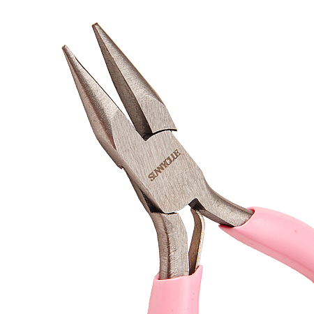 SUNNYCLUE 45# Carbon Steel Jewelry Pliers, Chain Nose Pliers, Polishing, Pink, 8.1x4.4x0.75cm