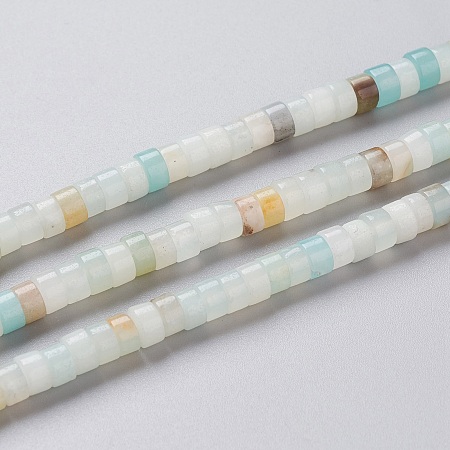 Arricraft Natural Amazonite Beads Strands, Heishi Beads, Flat Round/Disc, 4x2mm, Hole: 0.7mm, about 151~154pcs/Strand, 15.35 inches~15.55 inches(39cm)