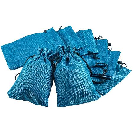 BENECREAT 30 Packs Burlap Bags with Drawstring Gift Bags Jewelry Pouch for Wedding Party Treat and DIY Craft - 5.5 x 3.9 Inch, Darkcyan