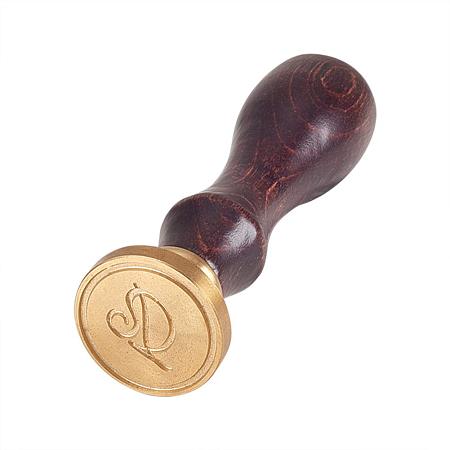 PandaHall Elite Letter R Wax Seal Stamp Vintage Retro Brass Head Wooden Handle Classic Alphabet Letter Initial R Wax Sealing Stamp R