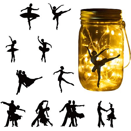 GLOBLELAND 10pcs Dancers Laser Cut Silhouettes Elegant Dancing People Paper Silhouette Dancers Cutouts Dancing Posture Cut Silhouettes for Jars Lantern Room Door DIY Crafts Scrapbooking Decoration