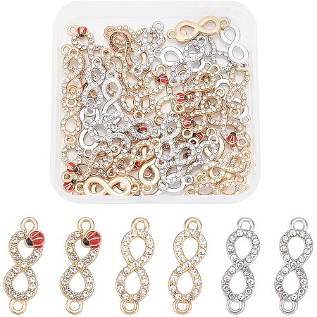 SUPERFINDINGS 48Pcs 3 Style Alloy Rhinestone Links Connectors Metal Infinity Pendants Connectors Infinity Symbol Connexter Link for DIY Jewelry Making
