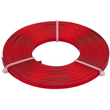 BENECREAT 32 Feet 5mm Wide Flat Jewelry Craft Wire 18 Gauge Aluminum Wire for Bezel, Sculpting, Armature, Jewelry Making - Red