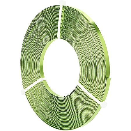 BENECREAT 32FT 5mm Wide Flat Jewelry Craft Wire 18 Gauge Aluminum Wire for Bezel, Sculpting, Armature, Jewelry Making - Yellow Green
