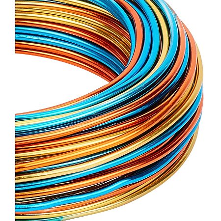 BENECREAT Multicolor Jewelry Craft Aluminum Wire (12 Gauge, 75 Feet) Bendable Metal Wire with Storage Box for Jewelry Beading Craft Project - Orange, Yellow, Blue