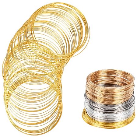 BENECREAT 400 Loops 22 gauge Jewelry Memory Wire 4 Colors Beading Wire for DIY Bracelet Bangle Making, 0.6mm