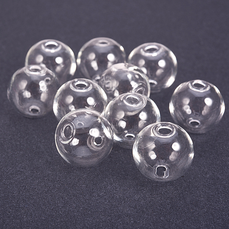 PandaHall Elite 50Pcs Handmade Round Blown Globe Wish Glass Ball Bottles DIY Memory Lockets Pendant Charm Craft Size 13mm Dia. Transparent