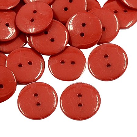 NBEADS 200 Pcs Acrylic Sewing Buttons, Plastic Shirt Buttons for Costume Design, 2-Hole, Dyed, Flat Round, DarkRed, 24x3mm, Hole: 2mm