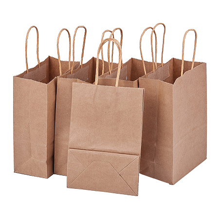 BENECREAT 30 Pack Small Brown Kraft Paper Bags with Twisted Handles(6x3.15x8.65), Shopping/Party Favor/Gift Bags for Birthday Wedding Parties, Holidays and Other Occasions