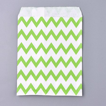 Honeyhandy Kraft Paper Bags, No Handles, Food Storage Bags, White, Wave Pattern, Green, 18x13cm