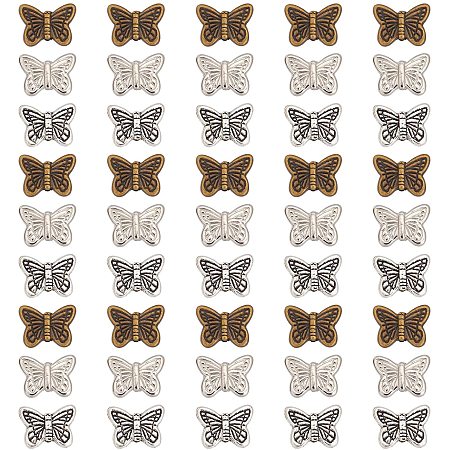CHGCRAFT 150 Pcs 3 Colors Butterfly Spacer Beads Antique Silver Bronze and Platinum Butterfly Acrylic Beads for DIY Jewelry Making