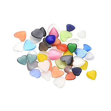 ARRICRAFT 1 Bag (About 200g) Mixed Heart Cat Eye Cabochons for Jewelry Making, 8~14x8~15x2~5mm