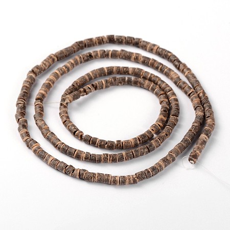 Honeyhandy Natural Coconut Column Bead Strands, Camel, 3.5x2~5mm, Hole: 1mm, about 193pcs/strand, 22.8 inch
