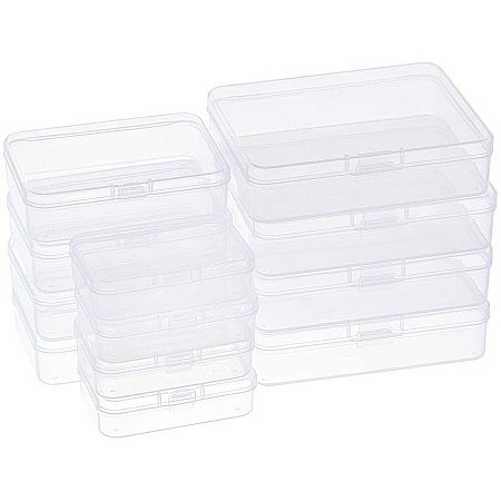 BENECREAT 12 Pack 3 Mixed Sizes Rectangular Clear Plastic Bead Storage Box with Flip-Up Lids for Small Items and Crafts Projects Organization