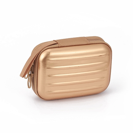 Honeyhandy Tinplate Zipper Bag, Portable Coin Purse, for Business Card, Draw-bar box Shape, BurlyWood, 70x100mm