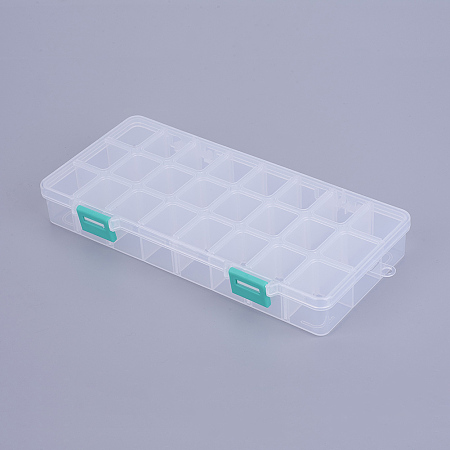 Honeyhandy Organizer Storage Plastic Box, Adjustable Dividers Boxes, Rectangle, White, 21.8x11x3cm, compartment: 3x2.5cm, 24 compartment/box