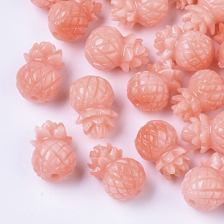 ARRICRAFT Synthetic Coral Beads, Dyed, Imitation Jade, Pineapple, Light Salmon, 16x11mm, Hole: 1.6mm
