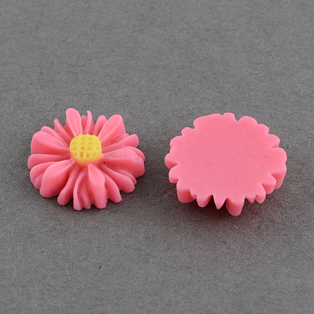 Honeyhandy Flatback Hair & Costume Accessories Ornaments Resin Flower Daisy Cabochons, Hot Pink, 13x4mm