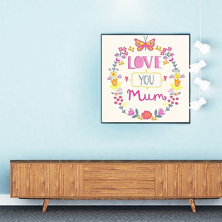 DIY Mother's Day Theme Full Drill Diamond Painting Canvas Kits, with Resin Rhinestones, Diamond Sticky Pen, Plastic Tray Plate and Glue Clay, Mother's Day Themed Pattern, 300x308x0.2mm
