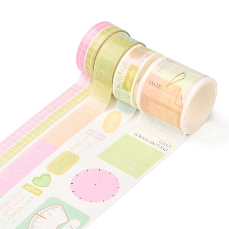 Arricraft DIY Scrapbook Decorative Adhesive Tapes, Diary Pattern, 1.5~3.5cm, about 2m/roll, 4 rolls/set